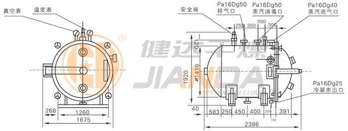 圓形靜態(tài)真空干燥機(jī)結(jié)構(gòu)示意圖